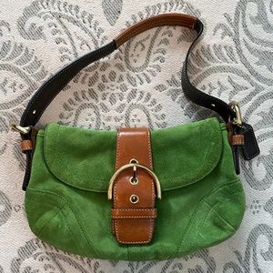 Green Suede Vintage Coach Bag